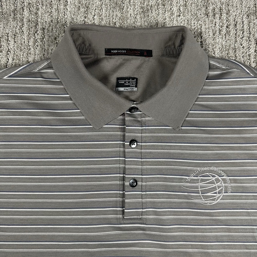 Nike WORLD GOLF CHAMPIONSHIP Tiger Woods Collection Dri Fit Mens L Polo SS Golf